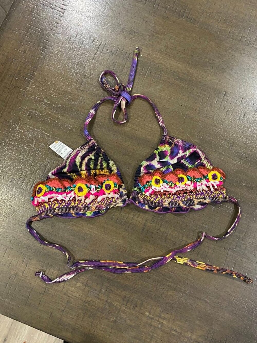 AGUA BENDITA Multicolor Black Swimsuit Top Size M
